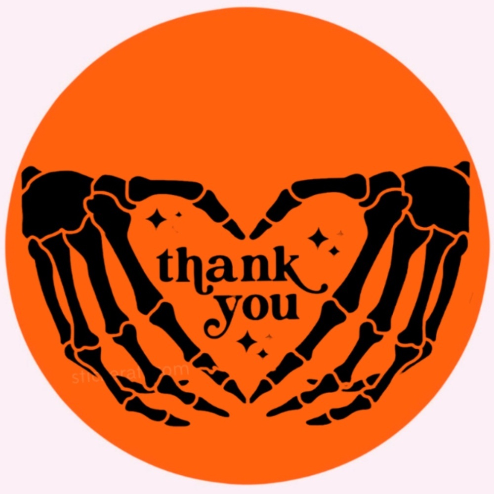 skeleton Heart Hands Envelope Seal, Halloween stickersThank You Envelope Seals